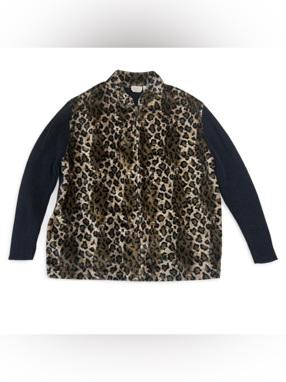 Vintage Leopard Print Zip Cardigan Womens 14/16 Y2K